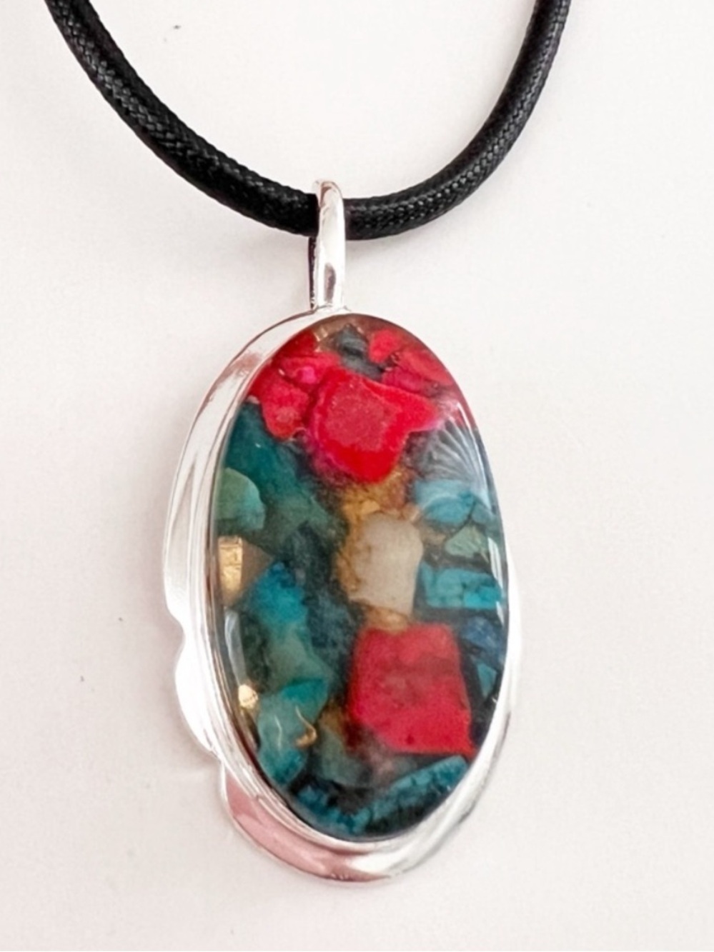925 Sterling Silver copper Oyster Turquoise necklace Gemstone womens Jewelry